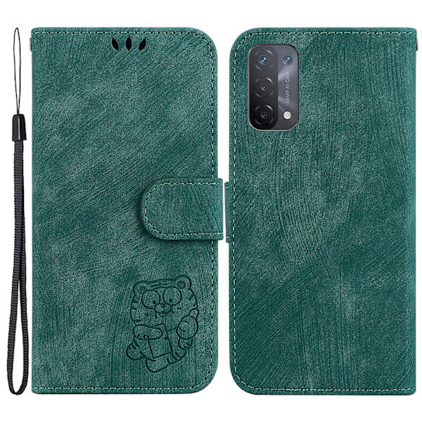 Pu-läderskal för Oppo A74 5g/a93 5g/a54 5g, Imprint Flip Cover Plånboksställ Phone case Green