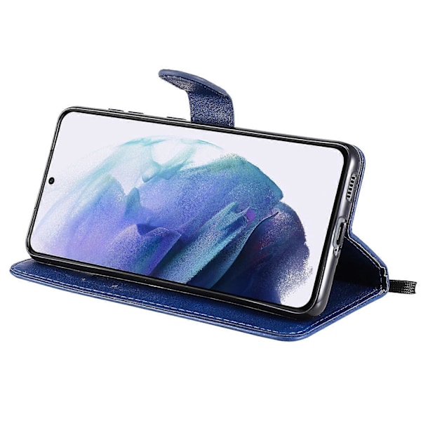 KT Leather Series-2 Lommebok Stativ Design Anti-Ripe TPU+PU Lær Telefondeksel med Praktisk Stropp Multicolor Style D