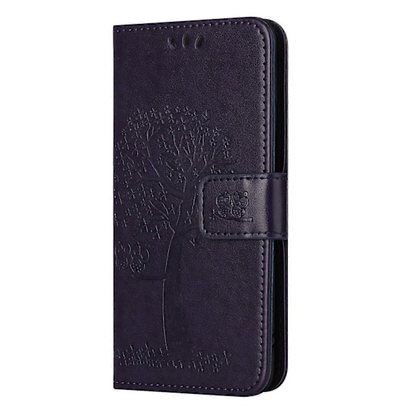 Skal till Samsung Galaxy A15 5G Uggla Träd Präglat Läder Flip Fodral med Plånbok Multicolor Style G