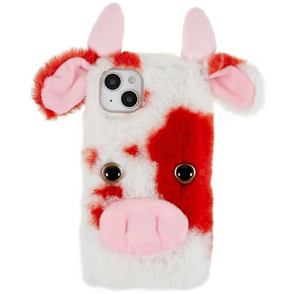 iPhone 15 Plus TPU-kotelo, pörröinen maitolehmän korva -pehmoinen puhelinkuori Multicolor Style D