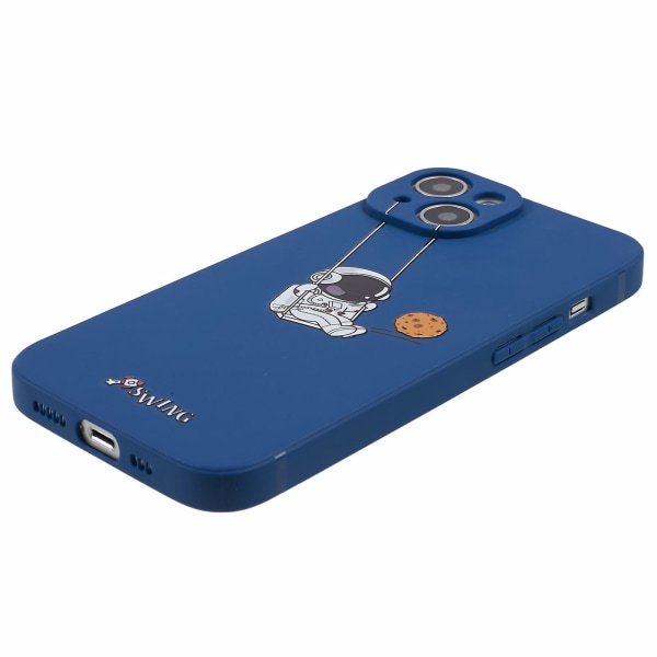 Roligt tecknat Astronaut phone case för Iphone 13, mjukt Tpu reptåligt cover Swing Astronaut Blue