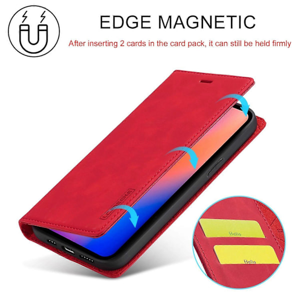 LC.IMEEKE LC Strong Magnetic Series Wallet Stand Design Stødsikkert PU Læder Telefon Cover Multicolor Style E