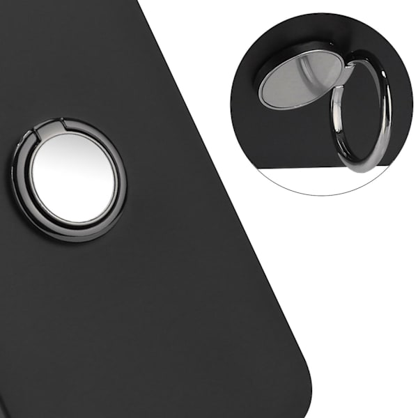 Matt Tpu- case för Iphone 15 Plus, spegelliknande ring Kickstand Phone Shell anti-scratch Cover Black
