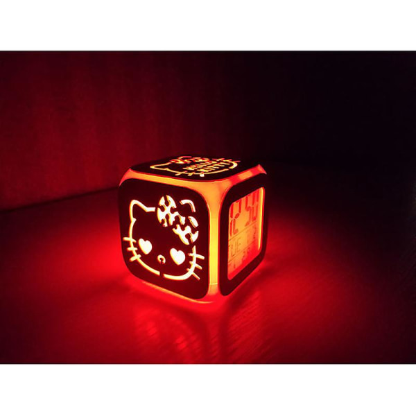Hello Kittys 3dled stereoskopisk väckarklocka Creative Led Nattljus Elektronisk klocka Bedside Clock Sovrum Atmosphere Light Kitty
