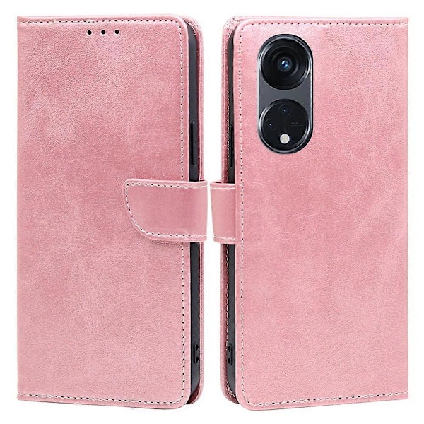 Kalveskinds tekstur læderetui med anti-ridse pung og stativ til Oppo Reno8 T 5G/A1 Pro 5G Multicolor Style C