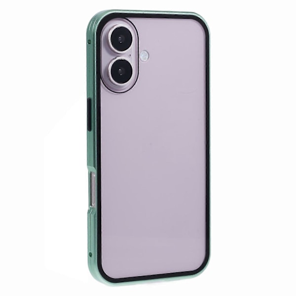 För iPhone 16 Plus Skal Magnetiskt Fullständigt Skydd Transparent Mobilskal - Multicolor Green