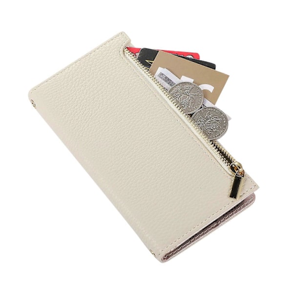 Fodral till iPhone 15 Plus med dragkedjeficka, PU-läder med litchistruktur och rem Multicolor Style D