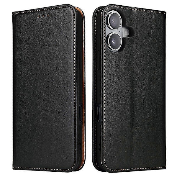 FIERRE SHANN Fodral för iPhone 16 PU Läder Flip Ställ Plånbok Telefonskal Multicolor Style A