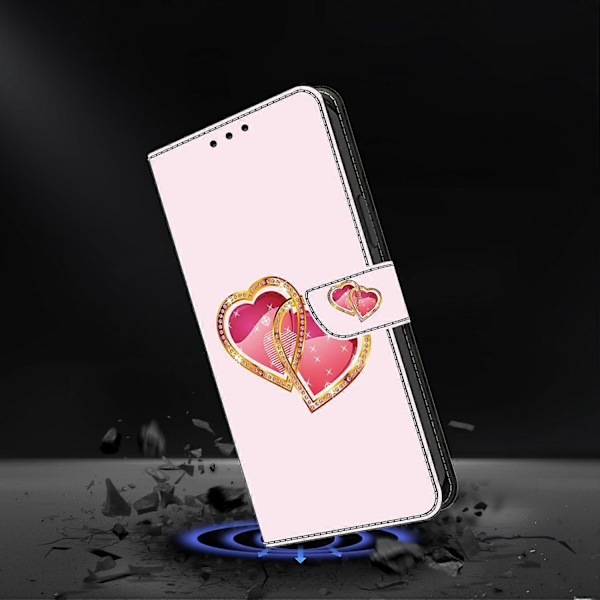 För iPhone 16 Skal Mönstertryckt Skyddande Läder Flip Fodral - Panda Multicolor Love Peach