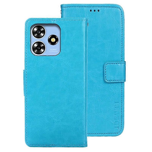 IDEWEI Plånboksfodral i Läder för ZTE Blade V50 Design 4G, Crazy Horse Textur Multicolor Sky Blue