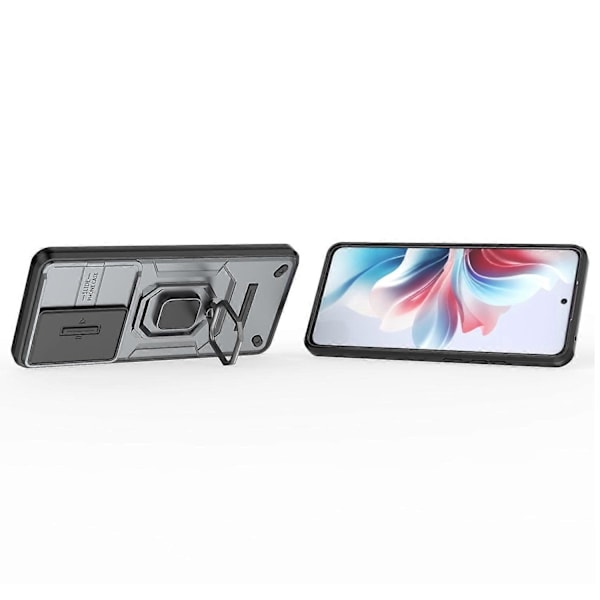 Til Oppo Reno11 F 5G Cover Ring Støtteben PC+TPU Bagside med Skyde Kamera Dækning Multicolor Style B