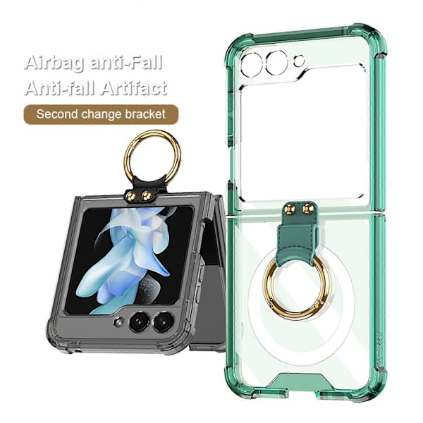 GKK Fodral med Ställ för Samsung Galaxy Z Flip5 5G Airbag TPU Magnetiskt Skal Multicolor Style B