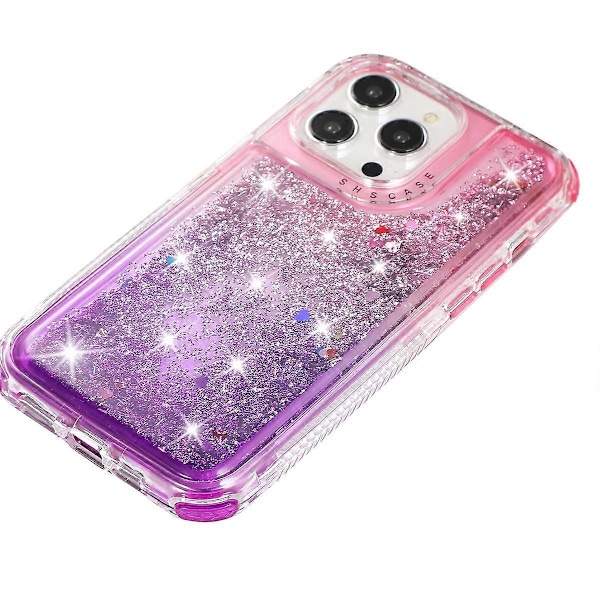 Til iPhone 13 Pro 6,1 tommer mobiltelefonetui TPU+PC Anti-drop Gradient Flydende Kviksandsskal Multicolor Pink+Purple