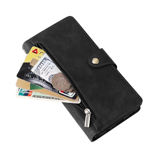 Til Samsung Galaxy A06 Etui Lynlås Pung Læder Støtteben Telefon Cover Nittedekor Multicolor Style C