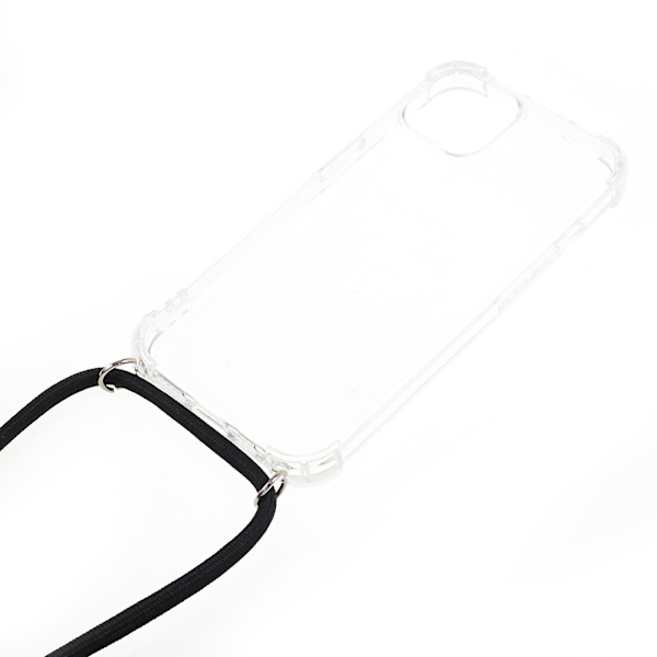 Tpu- cover för Iphone 15 Plus, fyra hörn Anti-dropp genomskinligt case med snöre