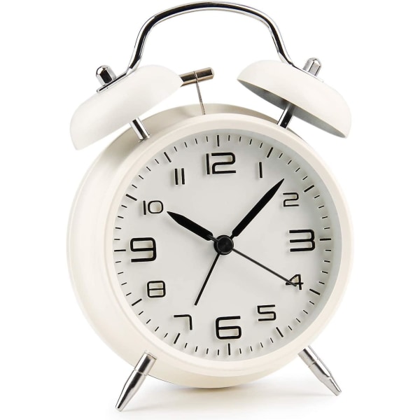Double Bell Väckarklocka med Nattljus, Retro Bell Alarm Clock, Högt larm, Quartz Drive, No Ticki