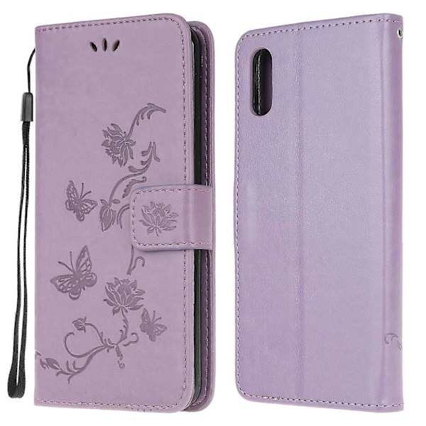 Præget Sommerfugl Blomst Læder Wallet Stand Telefon Cover til Samsung Galaxy Xcover 5 Multicolor Style G