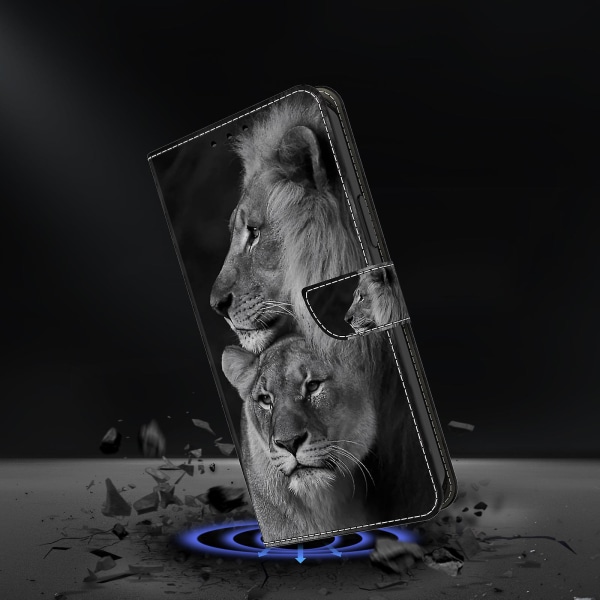 Plånbok Phone case För Motorola Moto G54 5g Case 3d Mönsterutskrift Läder Flip Cover Couple Lions