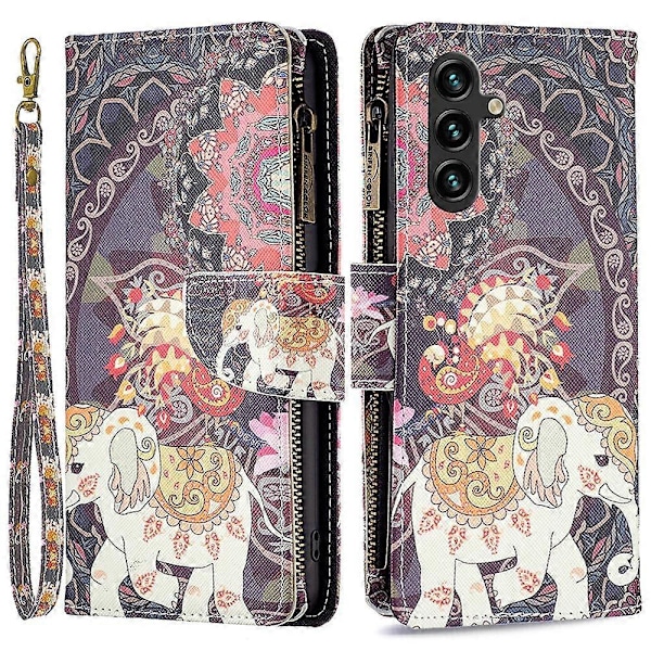 BF03 Telefon Cover til Samsung Galaxy A15 4G Etui Wallet Lynlås Læder Shell Multicolor Style D
