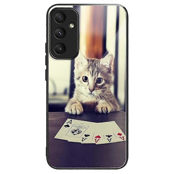 Härdat glas telefonfodral med TPU-ram för Samsung Galaxy A55 5G Multicolor Cat