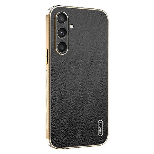 KADEM Skal för Samsung Galaxy S24+ Elektropläterad Silkesstruktur PU+TPU Telefon Baksida Multicolor Black