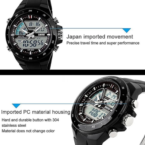 Skmei 1016 Noctilucent Waterproof Double Digital Watch Gold Gold