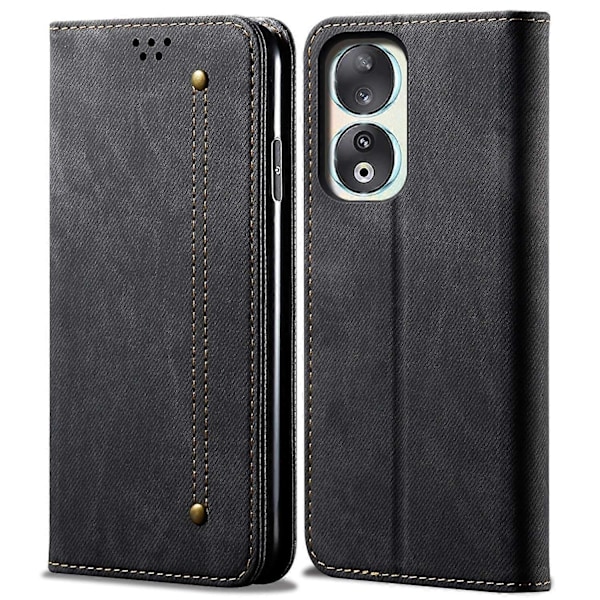 Honor 90 Nahkainen Käännettävä Puhelinkotelo Farkkukangas Tekstuurilla Lompakko Jalusta Suojus Multicolor Style A