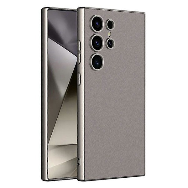 GKK Fodral för Samsung Galaxy S24 Ultra Läder+PC+TPU Matt Telefonskal Multicolor Titanium Grey