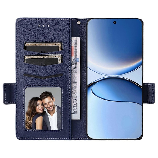Skal för Xiaomi Redmi Turbo 4 Pro 5G med handledsrem, litchi-textur PU-läder plånboksfodral Multicolor Dark Blue