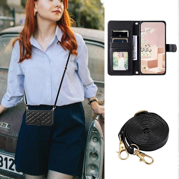 Til iPhone 16 Pro Max Wallet Case Rhombus Grid PU Læder Telefon Cover