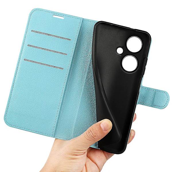 Phone case för Oppo K11 5g plånbok Litchi Texture Shell anti-scratch Stativ Pu Läder Cover Blue