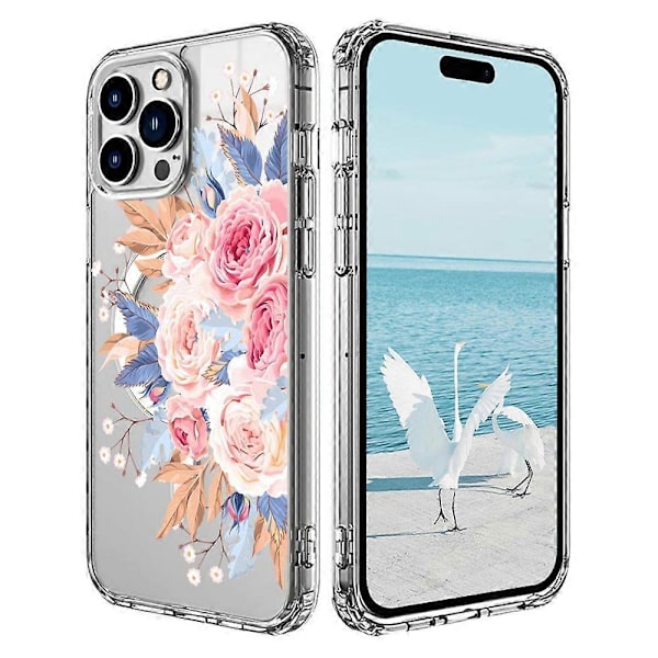 Skal för iPhone 16 Pro Kompatibelt med MagSafe Blommönster Tryck TPU+PC Telefonskal - Stil G Multicolor Style B