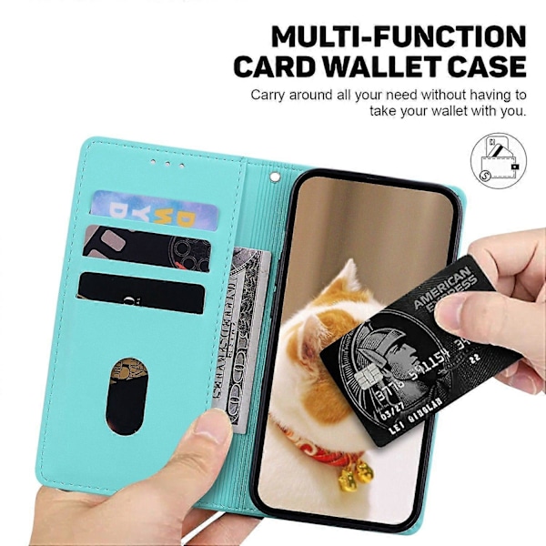 Skal för Realme 13+ 5G RFID-blockerande kattunge-mönster TPU+PU Läder Telefonskydd Multicolor Style B