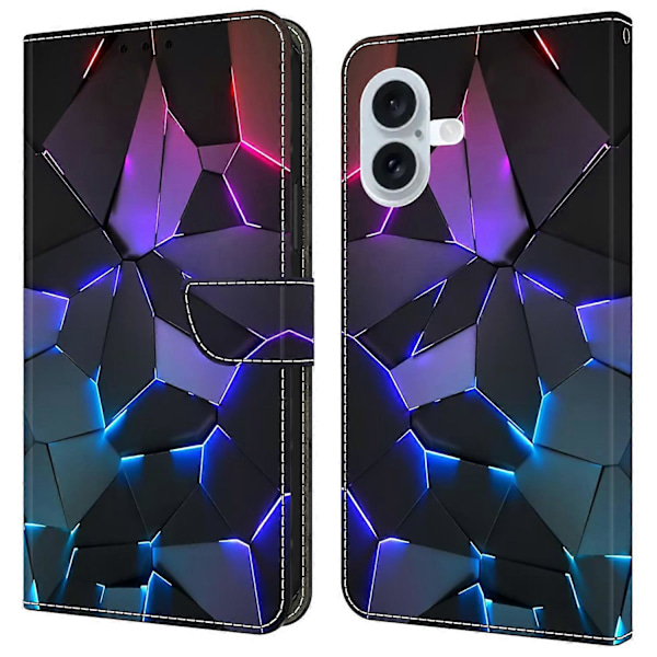 Skal för iPhone 16 Mönstertryckt Skyddande Fodral TPU+PU Läder Flip Telefonfodral Multicolor Style G