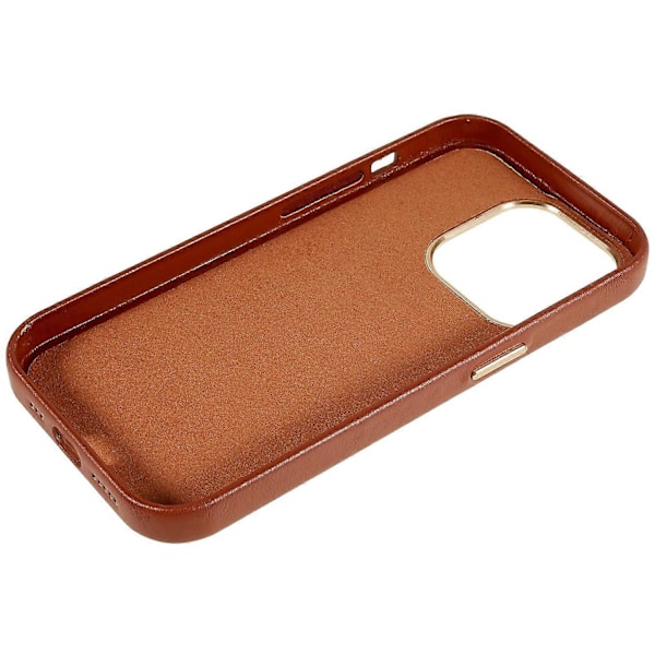 För iPhone 14 Pro Max Business Mobilskal PU Läder+PC Mobilskal med Metall Linsring Ram Multicolor Style D