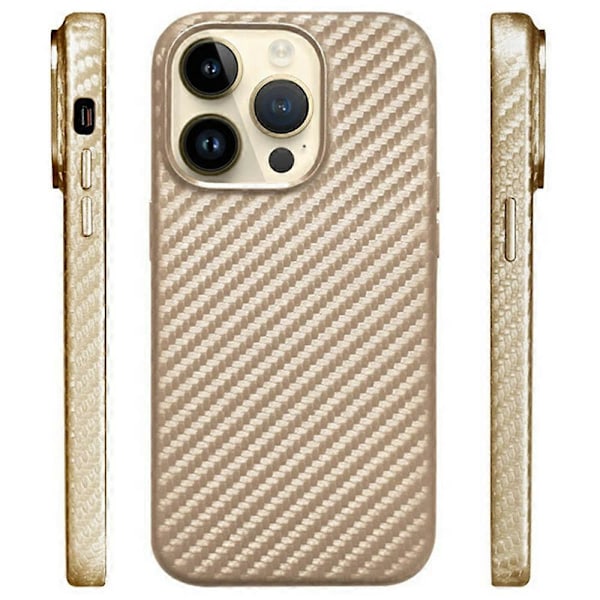 KZDOO Skal för iPhone 16 Pro Max Kompatibelt med MagSafe, Kolfibertextur PU+PC Telefonskydd Multicolor Gold
