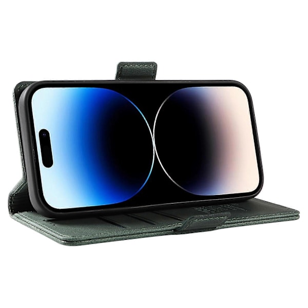 YIKATU YK-005 för iPhone 14 Pro Folio Flip Fodral PU Läder Hud-känsla Ställ Plånbok Mobilskal Multicolor Style D