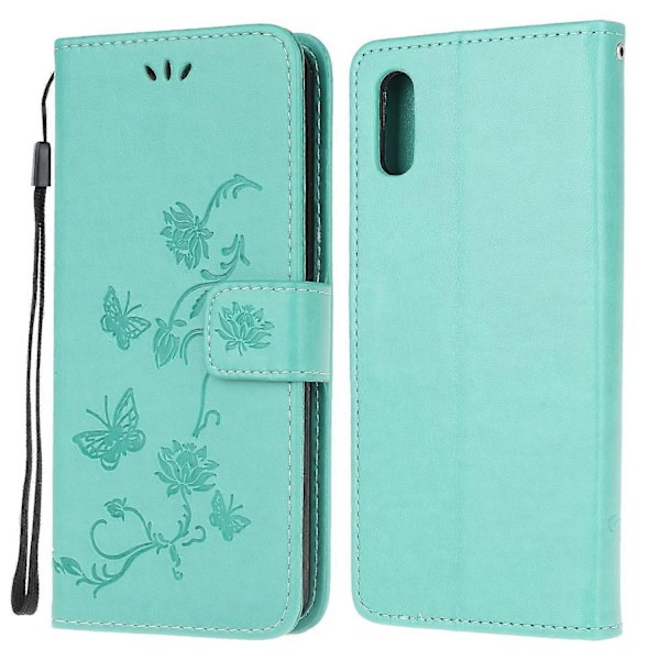 Præget Sommerfugl Blomst Læder Wallet Stand Telefon Cover til Samsung Galaxy Xcover 5 Multicolor Style E