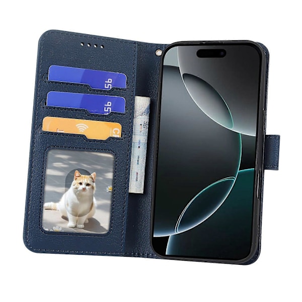 iPhone 16 Pro Max -puhelimen nahkakotelo, lompakkoteline, magneettisuljenta, puhelinkotelo - vihreä Multicolor Blue