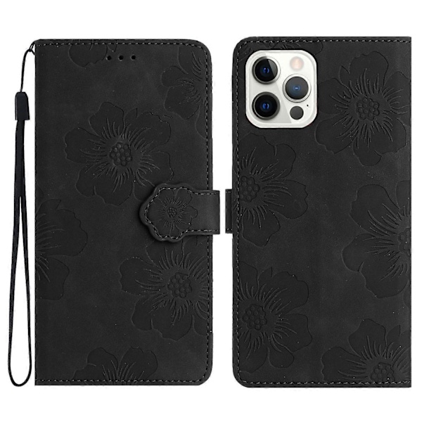 Blommig PU-läder plånboksfodral med stativ för iPhone 12 Pro Max 6,7 tum Multicolor Style E