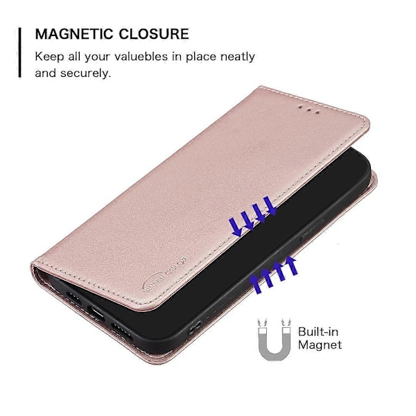 BINFEN COLOR BF18 Oppo Find X7 Ultra -puhelimen suojakuori magneettisella sulkimella, läppämallinen nahkakotelo Multicolor Rose Gold