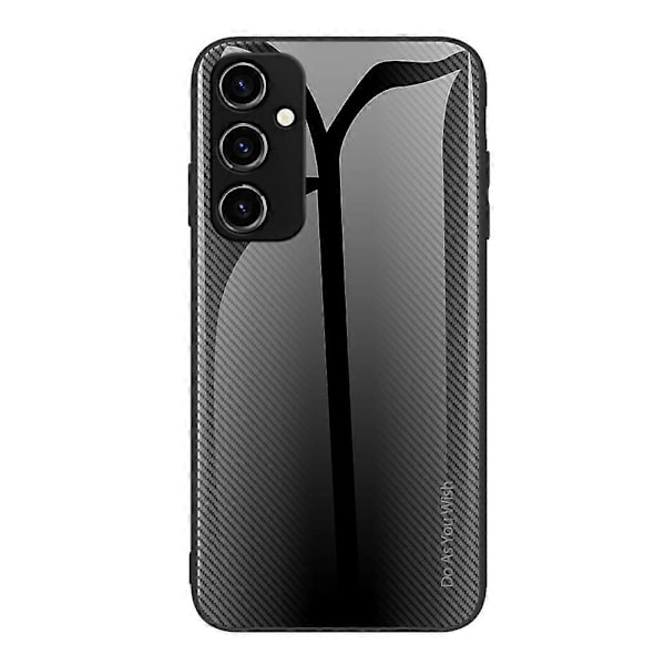 För Samsung Galaxy A34 5G Mobilskal Kolfibertextur TPU+Härdat Glas Mobilskal Multicolor Style E
