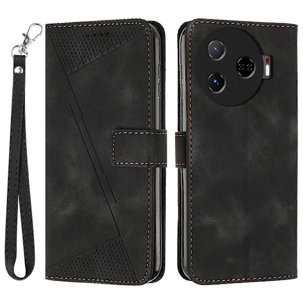 Til TECNO Camon 30 Pro 5G Mobiltelefon Etui Trekant Præget Læder Støtte Cover Multicolor Style F