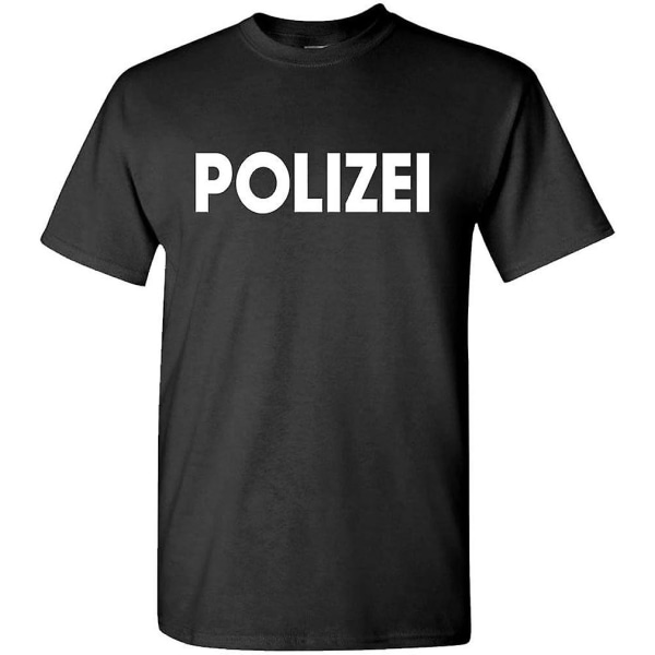 Mean Gear Polizei - T-shirt i bomull för män Black-B 3XL