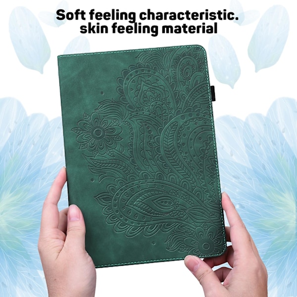 För Amazon Fire Max 11 Pu Läder Case Korthållare Mönstertryckt Stativ Cover Green