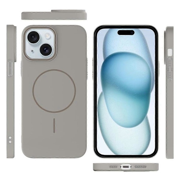 Skal för iPhone 15 Kompatibelt med MagSafe Slim PC Baksida Multicolor Titanium Grey