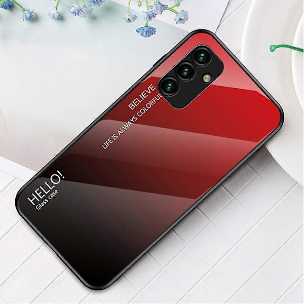 För Samsung Galaxy A34 5G Gradient Färg Telefonskal Härdat Glas+PC+TPU Skyddsfodral Multicolor Style A