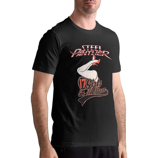 Steel Panther T-shirt för män Bomull Mode Sport Casual T-shirts med rund hals och kort ärm Black XL