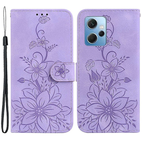 Plånboksfodral för Xiaomi Redmi Note 12 4G Stativ PU Läder Präglat Liljablomma Telefonskal Multicolor Style D