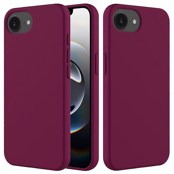 För iPhone 16e Skal Fallsäkert Flytande Silikon Mjukt Foder Baksida Telefonskydd Multicolor Wine Red